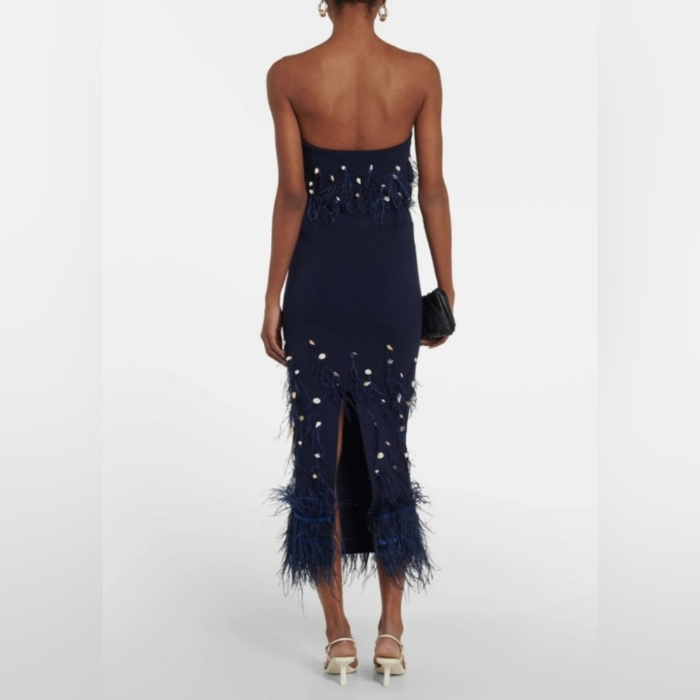 STAUD Navy Skirt with Beaded Fringe - Picture 14 of 15